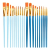 20-Piece Nylon Brush Set for Acrylic/Oil/Watercolor/Gouache
