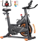 2025 Toputure Exercise Bike with LCD Display, Spin Bike with App 0-100% Magnetic Resistance Exercise Bikes for Home Use, Ultra-Quiet 15kg Flywheel, 350lbs Weight Capacity