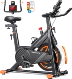 2025 Toputure Exercise Bike with LCD Display, Spin Bike with App 0-100% Magnetic Resistance Exercise Bikes for Home Use, Ultra-Quiet 15kg Flywheel, 350lbs Weight Capacity