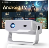 2026 Smart Projector Built-in-Apps, Android TV, Supported 4K/Native 1080P, 300 ANSI, Wifi 6 Bluetooth 5.2, Portable Mini Movie Projector for Bedroom Home, Auto Keystone, iOS/Switch/PS5