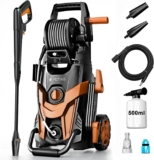 2026NEW Pressure Jet Washers 180bar, 450 l/h Electric Power Washers with Hose Reel, Foam Cannon & Adjustable 6-in-1 Nozzles, Area Coverage: 50/h, Jet Washer for Fences, Cars, Patios and Driveway