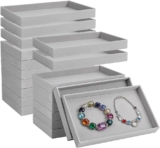 20Pcs Small Velvet Jewelry Tray, 21×12.5×2.3cm Jewelry Storage Display Trays Desktop Decorative Tray for Earring Ring Necklace Bracelet, Grey (1 grid)