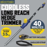 20V 2.4m Telescopic Cordless Hedge Trimmer Long Reach, Includes 1 Battery & 1 Charger