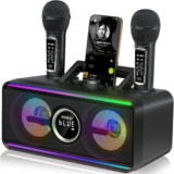 216 Bluetooth Karaoke Machine for Adult Kid with Storage and Charging Station, Powerful Karaoke System, 12H Playtime, Rechargeable Wirless Microphone, Support USB/AUX Indoor Outdoor