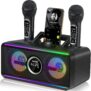 216 Bluetooth Karaoke Machine for Adult Kid with Storage and Charging Station, Powerful Karaoke System, 12H Playtime, Rechargeable Wirless Microphone, Support USB/AUX Indoor Outdoor