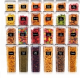 24 Pack Airtight Food Storage Containers with lid, 36L BPA-Free Kitchen Storage Containers, Cereal Storage Containers for Sugar, Dry Food & Baking Supplies with Labels & Marker