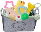 24 Pack Puppy Toys with Storage Box Small Dog Chew Toys for Teething, Interactive Play, Training & Cleaning Plush, Rope, Rubber, Squeaky Toys with Poo Bags Dispenser