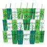 24 Pcs Reusable Plastic Cups with Lids and Straws – Dinosaur