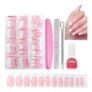 240-Piece Square French Tip Glossy Full-Cover Press-on Nails