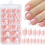 240 Pieces Short Square French Tip Press on Nails Full Coverage Reusable