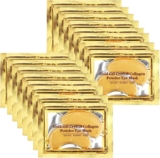 24K Gold Eye Mask, Jiasoval 16 Pairs Under Eye Patches Skin Treatment Mask, Crystal Collagen Under Eye Mask for Reducing Dark Circles, Moisturizing, Puffiness and Eye Bags, Anti-Wrinkle, Hydrating