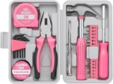 24PCS Household Hand Tool Set with Storage Case DIY Home Repair (Pink)