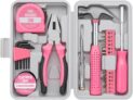 24PCS Household Hand Tool Set with Storage Case DIY Home Repair (Pink)