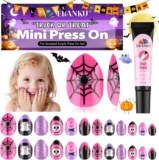 24Pcs Halloween Press on Nails, Fake Nails Full Cover Cute False Nails