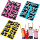 24Pcs Metal Brain Teaser Puzzles Toy, Mind Metal Puzzles for Kids, Basket Stocking Stuffers Ring Magic Trick Toy for Kids Adults Challenge Indoor Outdoor Decor (B)