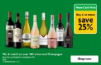 25% off 6 bottles of selected wines