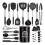 27-Piece Black Silicone Kitchen Cooking Utensil Set