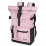 28 L Roll Top Backpack Mens, Large Waterproof Rucksack Womens, School Bag with Laptop Compartment 17 inch, Waterproof Backpack for Travelling Rucksack for University bag Business Sports, Pink
