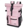 28 L Roll Top Backpack Mens, Large Waterproof Rucksack Womens, School Bag with Laptop Compartment 17 inch, Waterproof Backpack for Travelling Rucksack for University bag Business Sports, Pink