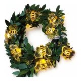 2M Green Leaf Cherry Blossom Fairy Lights, Battery-Operated, 20 LEDs