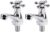 2PCS Bathroom Sink Taps 1/4 Basin Taps Hot and Cold Bathroom Sink Tap Traditional Chrome Brass Polished Cross Lever Wash Basin Tap