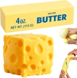 2PCS Butter and Cheese Squishy Set, Butter Squishy Cheese Stress Ball Slow Rising Squishies Butter Stick, Cute Soft Squeeze Squishy Toys for Anxiety Relief, Sensory Fidget Toys for Office Desk
