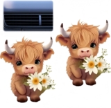 2PCS Highland Cow Print Car Air Vent Clips,Cute Cow Car Air Fresheners Vent Clips,C/a/r Vent Air Freshener,C/ar Air Diffuser,Funny Ca/r Accessories,C/ar Decorations Interior,Ca/r Dashboard Accessories