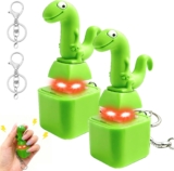 2PCS Lizard Keyboard Fidget Toys, Lizard Button Keyring, Lizard Clicker Fidget Toy with Quacking Sound & Light, Funny Sensory Stress Toys for Kids Adults Anxiety Relief Gifts