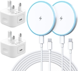 2Pack 15W Wireless Charger and 20W Fast Charger Plug with 6FT USB C Cable LED Magnetic Pad and iPhone Charger with Long USB-C to USB-C Cable for iPhone17 16 15 14 13 12 Pro/Pro Max/Air/Plus,Airpods