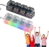2Pcs Keyboard Fidget Toy, 4 Button Fidget Keyboard Keychain with Lights Clicky Fidgets Toy Portable Fidgets Keyboard 4 Buttons with Keychain for Adults Kids