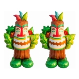 2Pcs Large Inflatable Standing Balloons: Pineapple & Tiki Foil Decor