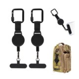 2Pcs Retractable Phone Lanyard with Locking Carabiner