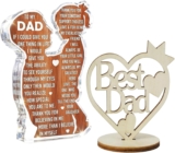 2pcs Dad Birthday Gifts, Sentimental Keepsakes for Father-Daughter Relationships,Decorative Set with Portrait and Letter Ornaments, Ideal for Home Display and Personal Carry