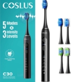 2x Coslus C30 Sonic Electric Toothbrush with 5 Modes & 3 Intensity Levels, Black – Sold by Aoorty FBA
