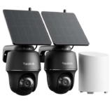 2x Reolink Argus PT 5MP Solar Security Camera Hub Mini CCTV Kit 360 Pan/Tilt, Colour Night Vision, No Subscription