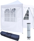 2x2m Pop Up Gazebo with 4 Removable Sidewalls, Portable Outdoor Party Tent with Carry Bag, All Weather Canopy for Camping, Markets, Garden Events (White)