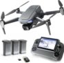 3-Axis Gimbal GPS Drone with 4K Camera, 4.5 HD Screen Remote Controller, 90-Min Flight Time with 3 Batteries, 10000FT Range, Auto Return, Follow Me, Brushless Motor, Foldable Quadcopter – Under 249g