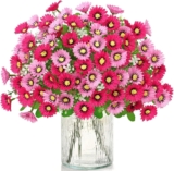 3 Bundles Artificial Flowers Outdoor, Faux Silk Daisy Plants Flowers