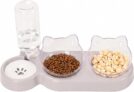3-In-1 Cat Food And Water Bowl Set, Cat Bowls With Stand, Double Cat Bowls with Water Dispenser For PetFood And Water Feeder For Small Medium Dogs Cats