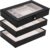 3 Layer Jewellery Trays Stackable Jewellery Organiser Tray with Clear Lid, Jewellery Display Tray for Drawer Large Jewellery Box for Dressing Table (black, 3 layer attach the lid)