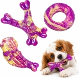 3 PCS Indestructible Dog Toys for Aggressive Chewers, Beef Flavour Nylon Chew Toys, Durable Tough Dog Toy for Medium and Large Dogs Keep Them Busy, Reduce Boredom, Teeth Cleaning