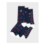 3-Pack Bamboo Socks in Navy Dot & Lobster Print
