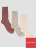 3 Pack Cotton Rich Heal Toe Socks – Brown – Multi – free C&C