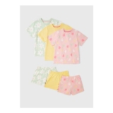 3 Pack Girls Yellow Love Short Pyjama Sets (1-7yrs) – 1 Half Year to 2