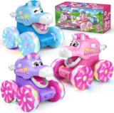 3 Pack Monster Truck Toy Cars , Light Up Wheels – Unicorn Gifts for Girls Toys for 1 2 Year Old Girls, 1 2 3 4 5 Year Old Girl Gifts & Toys, Girls Birthday Presents, Toddler Toys – Push & Go Trucks