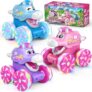 3 Pack Monster Truck Toy Cars , Light Up Wheels – Unicorn Gifts for Girls Toys for 1 2 Year Old Girls, 1 2 3 4 5 Year Old Girl Gifts & Toys, Girls Birthday Presents, Toddler Toys – Push & Go Trucks