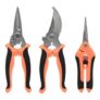 3-Pack Stainless Steel Pruning Shears, Orange