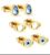 3-Pair Set Geometric Crystal & Evil Eye Stud Earrings, 18k PVD Gold Plated Stainless Steel Mixed Shape Earrings
