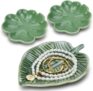 3 Pieces Ceramic Leaf Trinket Dish, Decorative Jewelry Tray Plate, Small Ring Bowl Holder for Rings Earrings Jewellery Necklace Keys, Gifts for Women Her Mum, Birthday Christmas(Green)