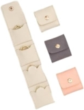 3 Pieces Mini Travel Jewelry Bag, Mini Travel Jewelry Roll Bag with Buckle, Foldable Travel Jewelry Box Portable, Small Jewelry Case for Earrings Rings Neckla